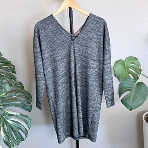 Lilla P Womens Gray V-Neck Long Sleeve Tunic Jersey Tencel Dress Size S
